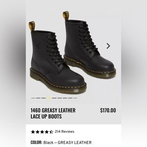 DOC DR MARTENS 1460 BLACK GREASY LEATHER LACE UP LACED COMBAT BOOTS